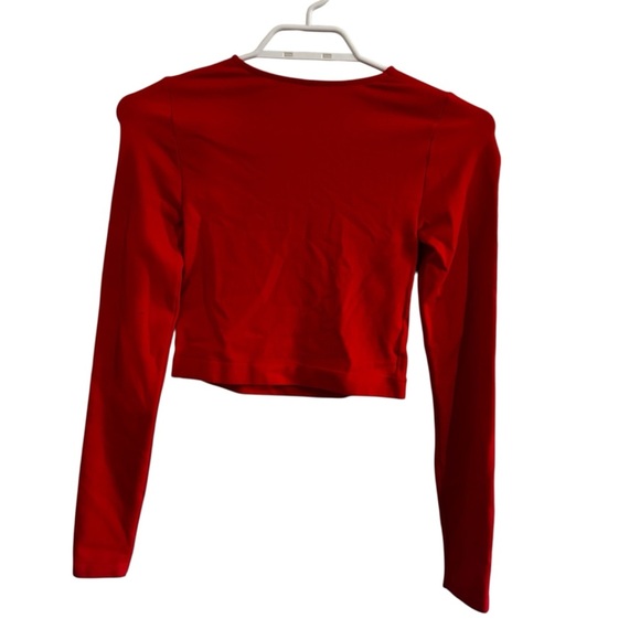 Garage clothing red crew neck bodycon long sleeve shirt top sweater XS form fit - Picture 3 of 6